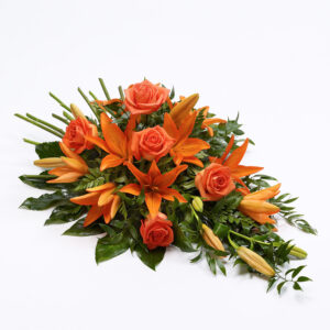 Orange Rose & Lily Funeral Spray