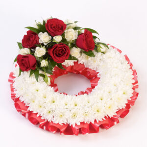 Red & White Traditional Funeral Wreath