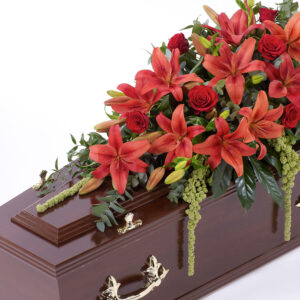 Red Lily & Rose Casket Spray