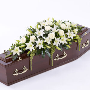 White Lily & Rose Casket Spray