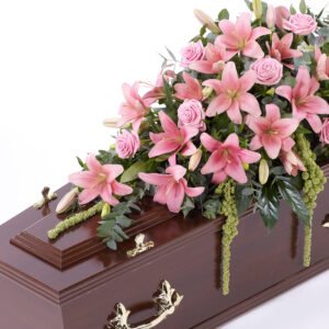 Pink Lily & Rose Casket Spray