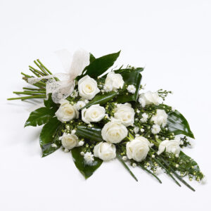 White Classic Rose Funeral Sheaf