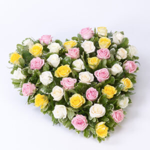 Mixed Roses Funeral Heart