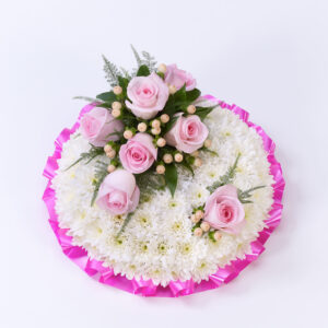 Pink & White Funeral Posy Arrangement