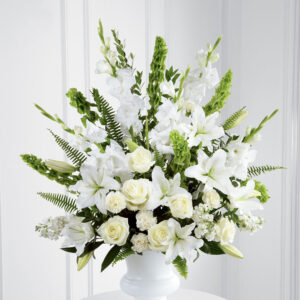 White & Green Funeral Service Flower Arrangement